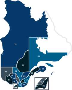 Carte des régions du Québec